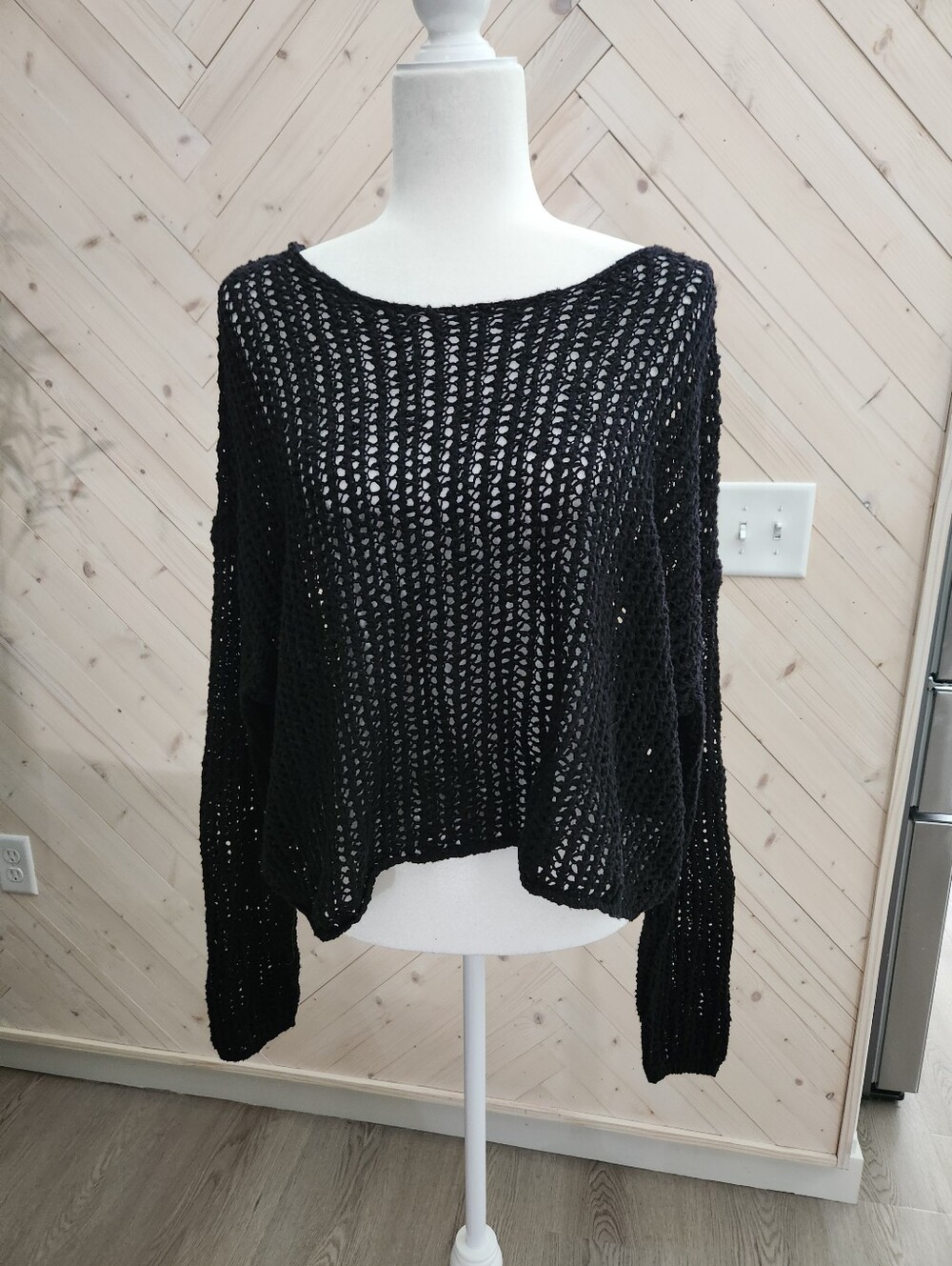 Black Open-Knit Women's Sweater